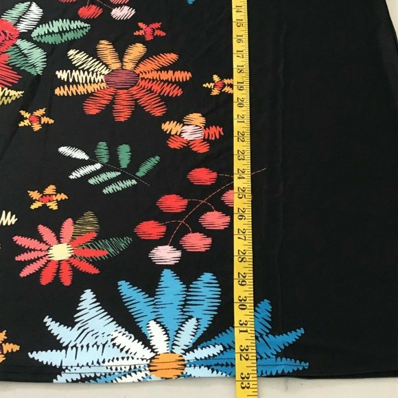 Lily by Firmiana Women's Black & Blue Floral V-Neck Ruffle-Sleeve Tunic 1XL - Picture 8 of 10